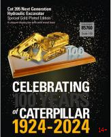 85760 Масштабная модель гидравлический экскаватор Cat 395 с позолотой к 100-летию  в масштабе 1:50