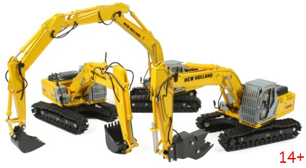 13721 Масштабная модель New Holland E215B экскаватора с захватом  в масштабе 1:50