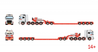 01-5527 Масштабная модель Низкорамный трал VOLVO FH4 GLOBETROTTER 10X4 в масштабе 1 50