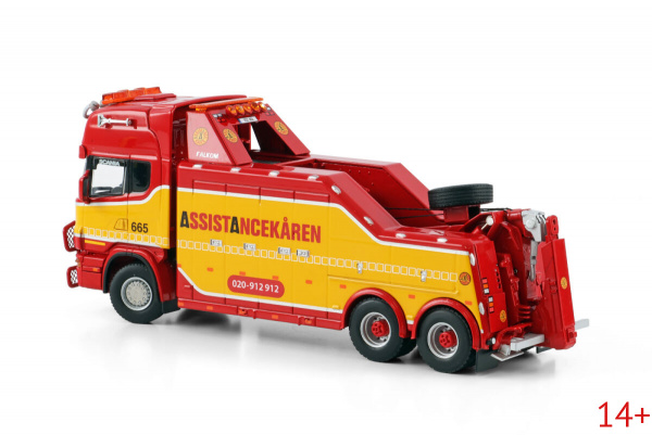 01-4578 Масштабная модель Грузовой эвакуатор SCANIA R4 TOPLINE FALKOM 6X4 в масштабе 1 50
