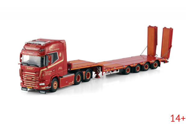 01-4684 Масштабная модель DAF XG+ 6X2 TAG AXLE НИЗКОРАМНЫЙ ТРАЛ С РАМПАМИ - 4 ОСИ в масштабе 1 50