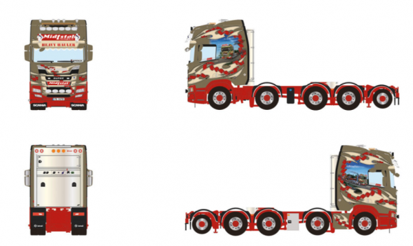 01-5316 Масштабная модель Cедельный тягач SCANIA R HIGHLINE CR20H 8X4 в масштабе 1 50