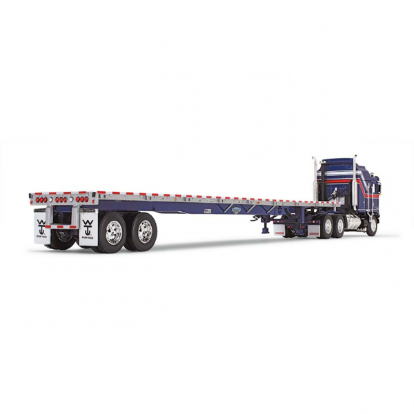 69-1657 Масштабная модель Liberty Series Kenworth® K100 COE Aerodyne Sleeper и 53-футовый прицеп-платформа Wilson® Roadbrute сувенирная продукция в масштабе 1 64