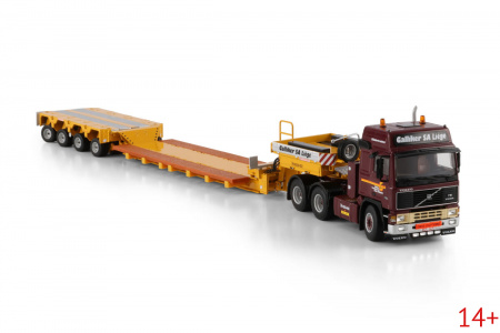 01-4799 Масштабная модель Низкорамный трал VOLVO F16 GLOBETROTTER 6X4 SCHEUERLE INTERCOMBI - 4 ОСИ в масштабе 1 50
