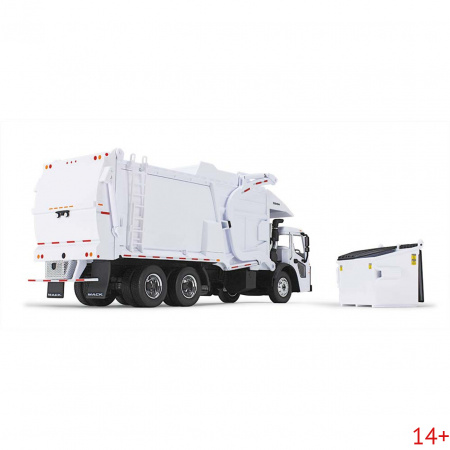 10-4235 Масштабная модель Мусоровоз Белый Mack LR С Фронтальным Погрузчиком McNeilus Meridian И Мусорным Контейнером сувенирная продукция в масштабе 1 34