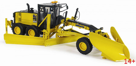 50-3266 Масштабная модель Komatsu GD655-5 автогрейдер с боковым отвалом для чистки снега в масштабе 1:50