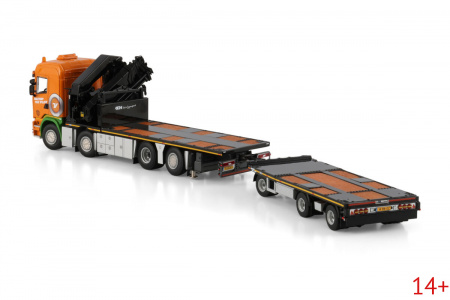 01-4957 Масштабная модель Манипулятор с прицепом SCANIA STREAMLINE HIGHLINE RIGED FLATBED TRUCK 8X2 в масштабе 1 50