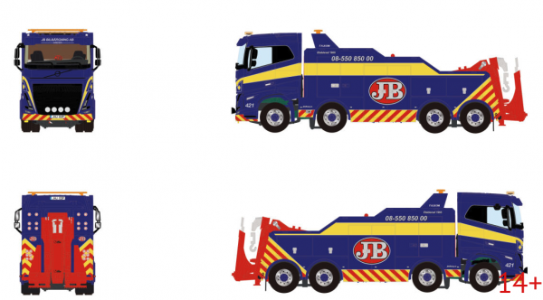 01-4991 Масштабная модель Аэродромный тягач VOLVO FH 5 SLEEPER CAB FALKOM 8X4 в масштабе 1 50
