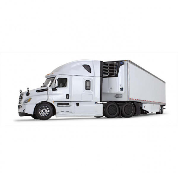 60-1055 Масштабная модель Белый Freightliner 2018 Cascadia High-Roof Sleeper & 53' Utility Trailer С Рефрижератором сувенирная продукция в масштабе 1 64