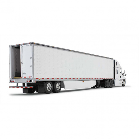 60-0744 Масштабная модель Белый Freightliner 2018 Cascadia High-Roof Sleeper & 53' Utility Trailer С Юбками сувенирная продукция в масштабе 1 64