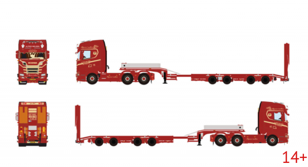 01-5303 Масштабная модель Низкорамный трал SCANIA S HIGHLINE CS20H 6X4 в масштабе 1 50