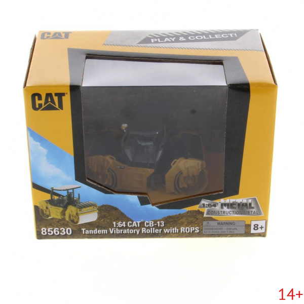 85630 Масштабная модель Тандемный вибрационный каток Cat CB-13 с конструкцией ROPS в масштабе 1:64