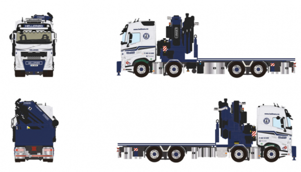 01-5381 Масштабная модель Манипулятор VOLVO FH5 GLOBETROTTER RIGED FLATBED TRUCK 8X2 в масштабе 1 50 