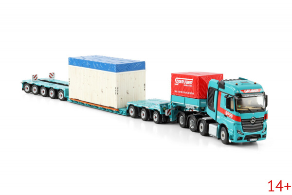 01-4657 Масштабная модель MERCEDES-BENZ ACTROS MP5 SLT BIG SPACE 8X4 НИЗКИЙ ПОЛУПРИЦЕП С ТЕЛЕЖКОЙ 3 ОСИ - 5 ОСИ в масштабе 1 50