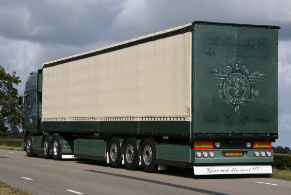 01-5075 Масштабная модель Тентованный прицеп DAF XF95 SUPER SPACE CAB 6X2 в масштабе 1 50