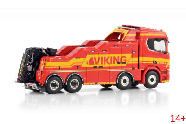 01-4528 Масштабная модель Грузовой эвакуаторSCANIA R NORMAL CR20N FALKOM 8X4 в масштабе 1 50