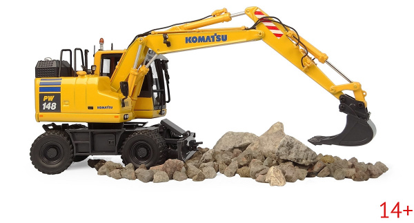 8162 Масштабная модель Komatsu PW148-11 экскаватор с засхватом в масштабе 1:50