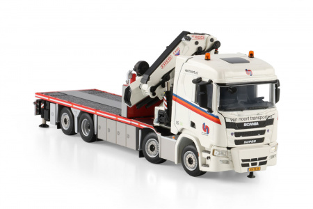 01-5197 Масштабная модель Манипулятор SCANIA R NORMAL CR20N RIGED FLATBED TRUCK 8X2 в масштабе 1 50